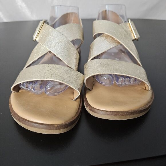 Franco Sarto Gold Strappy Flat Sandals Sz 8 - Picture 7 of 8